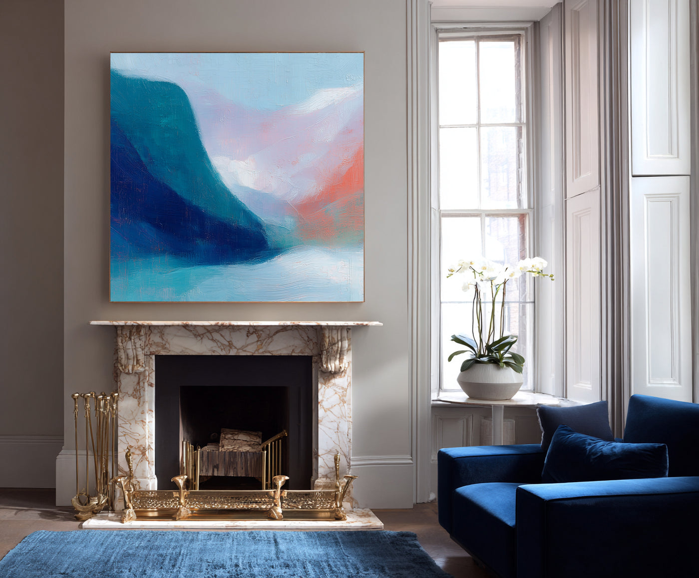 Abstract Blue Coral Canvas Art